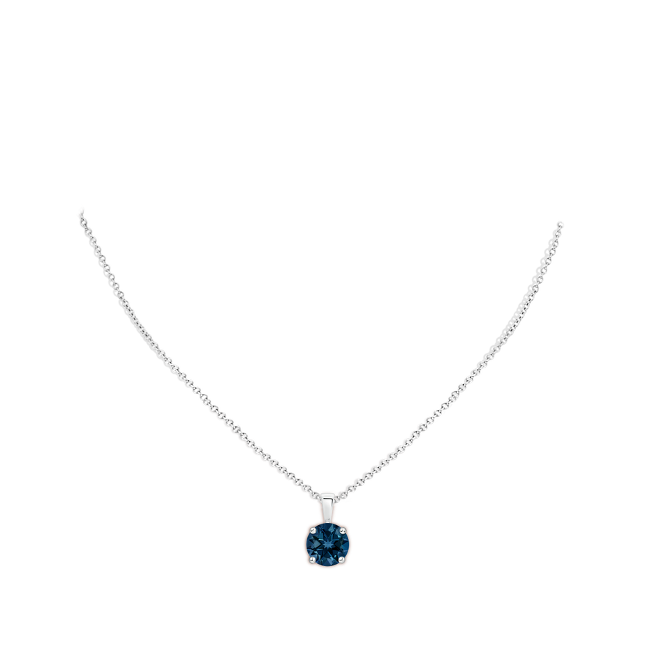 11mm AAAA Classic Prong-Set Round London Blue Topaz Solitaire Pendant in 18K White Gold pen