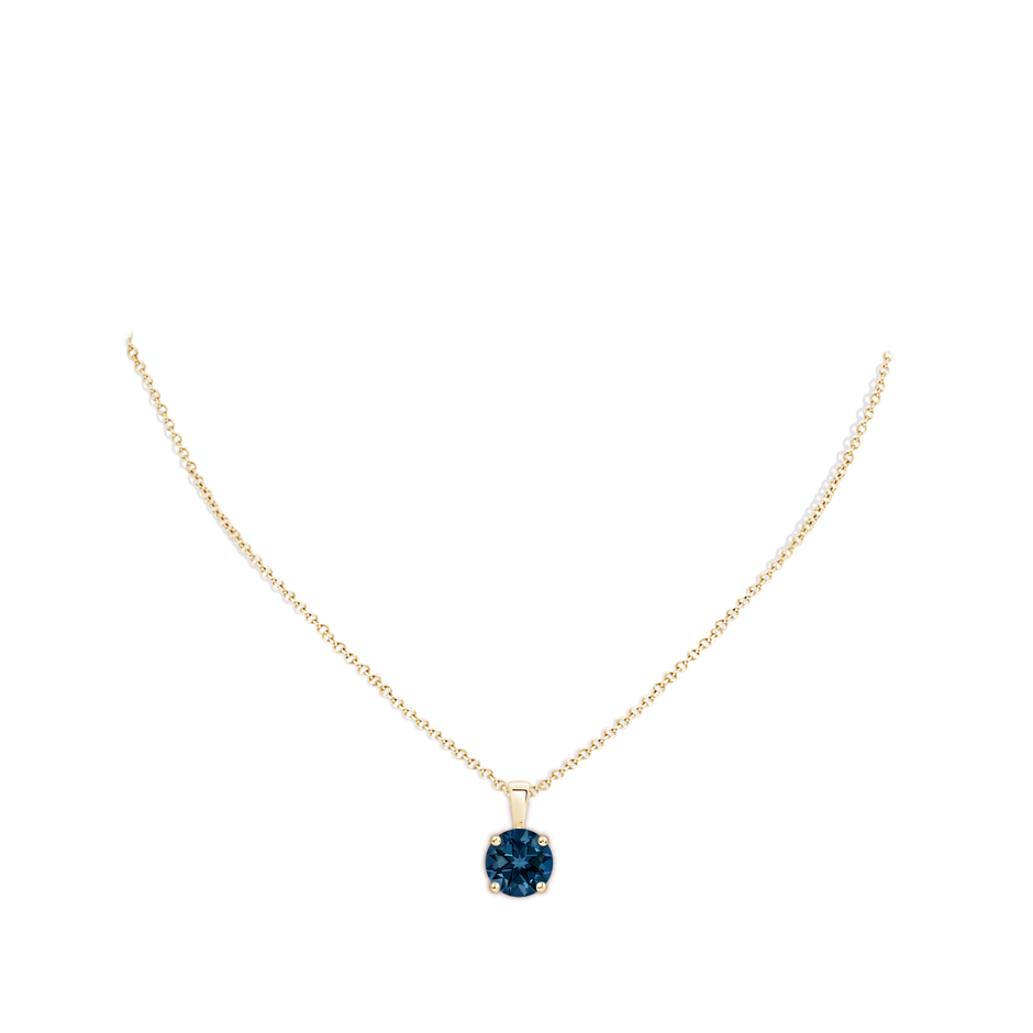 11mm AAAA Classic Prong-Set Round London Blue Topaz Solitaire Pendant in Yellow Gold pen