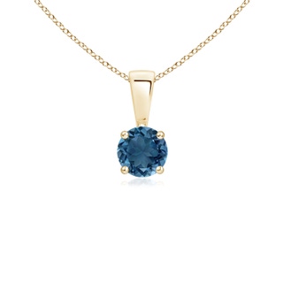 4mm AA Classic Prong-Set Round London Blue Topaz Solitaire Pendant in 9K Yellow Gold
