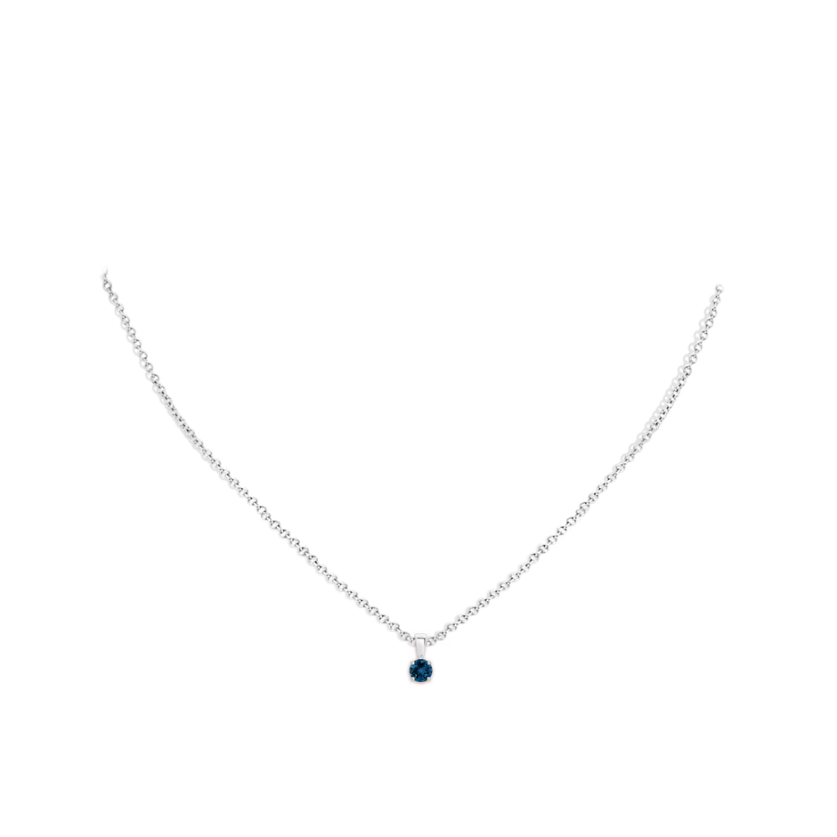 4mm AAA Classic Prong-Set Round London Blue Topaz Solitaire Pendant in White Gold pen