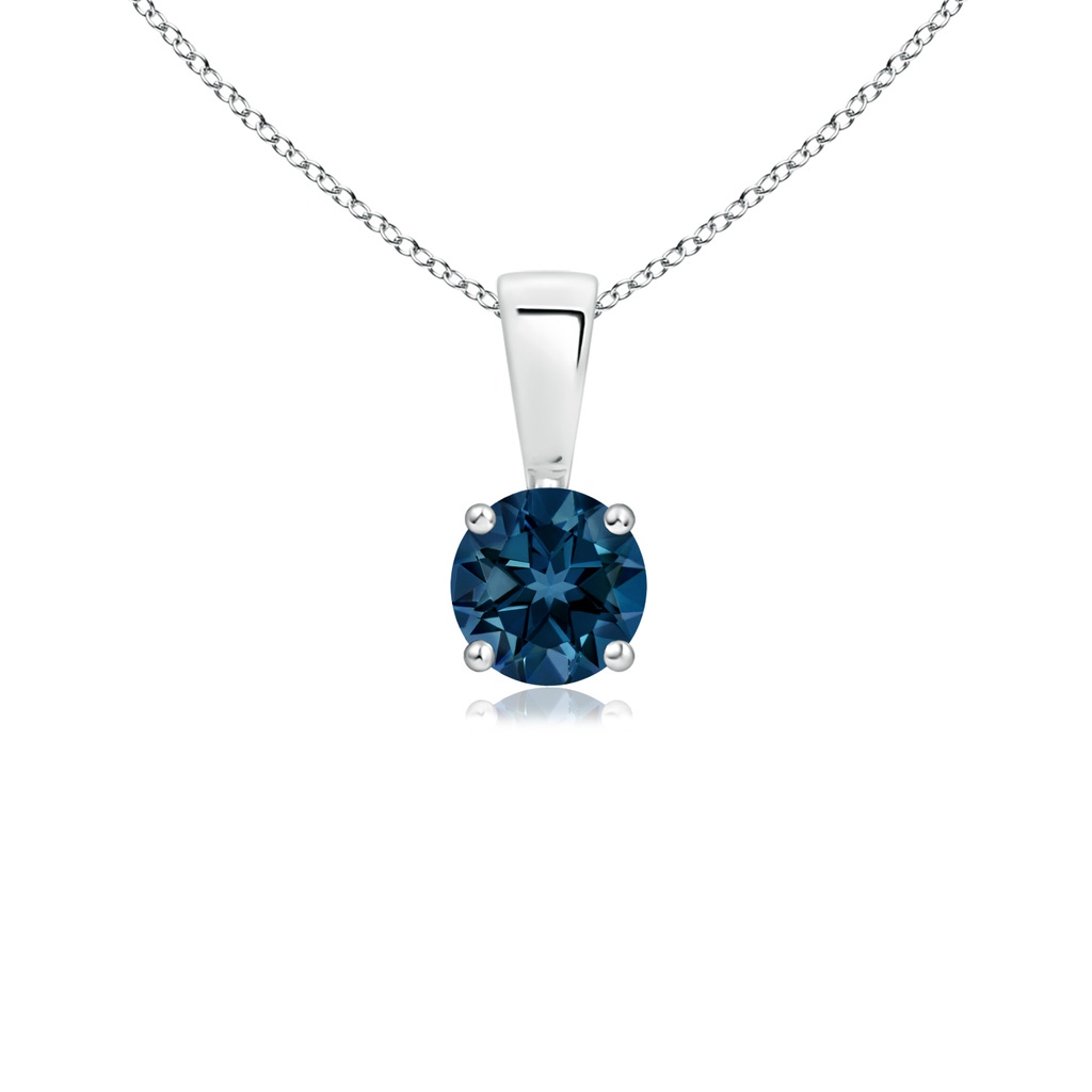 4mm AAAA Classic Round London Blue Topaz Solitaire Pendant in S999 Silver