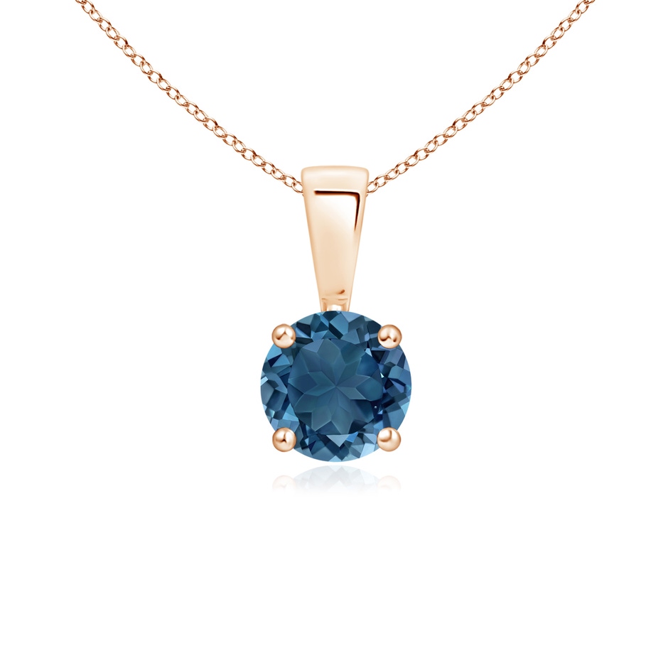 5mm AA Classic Prong-Set Round London Blue Topaz Solitaire Pendant in 10K Rose Gold 
