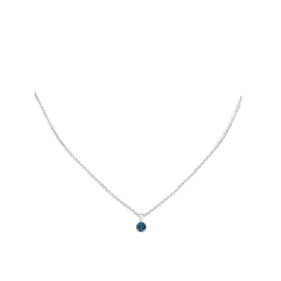 5mm AA Classic Prong-Set Round London Blue Topaz Solitaire Pendant in White Gold pen