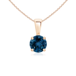 5mm AAA Classic Prong-Set Round London Blue Topaz Solitaire Pendant in Rose Gold