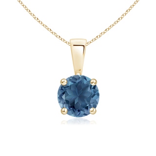 6mm A Classic Prong-Set Round London Blue Topaz Solitaire Pendant in Yellow Gold