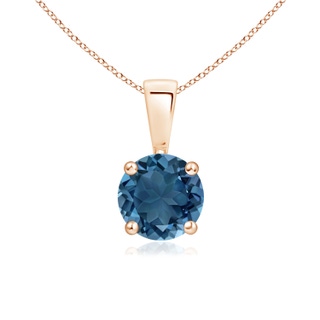 6mm AA Classic Prong-Set Round London Blue Topaz Solitaire Pendant in Rose Gold