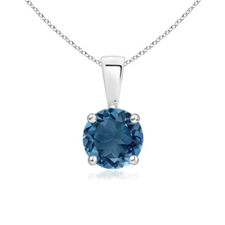 6mm AA Classic Prong-Set Round London Blue Topaz Solitaire Pendant in White Gold