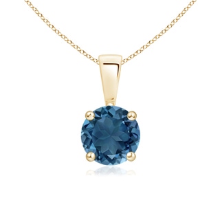 6mm AA Classic Prong-Set Round London Blue Topaz Solitaire Pendant in Yellow Gold
