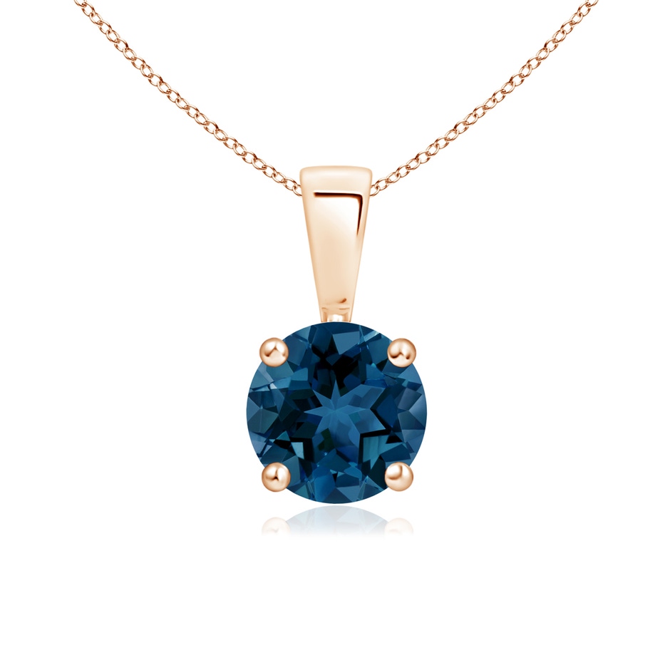 6mm AAA Classic Prong-Set Round London Blue Topaz Solitaire Pendant in Rose Gold 