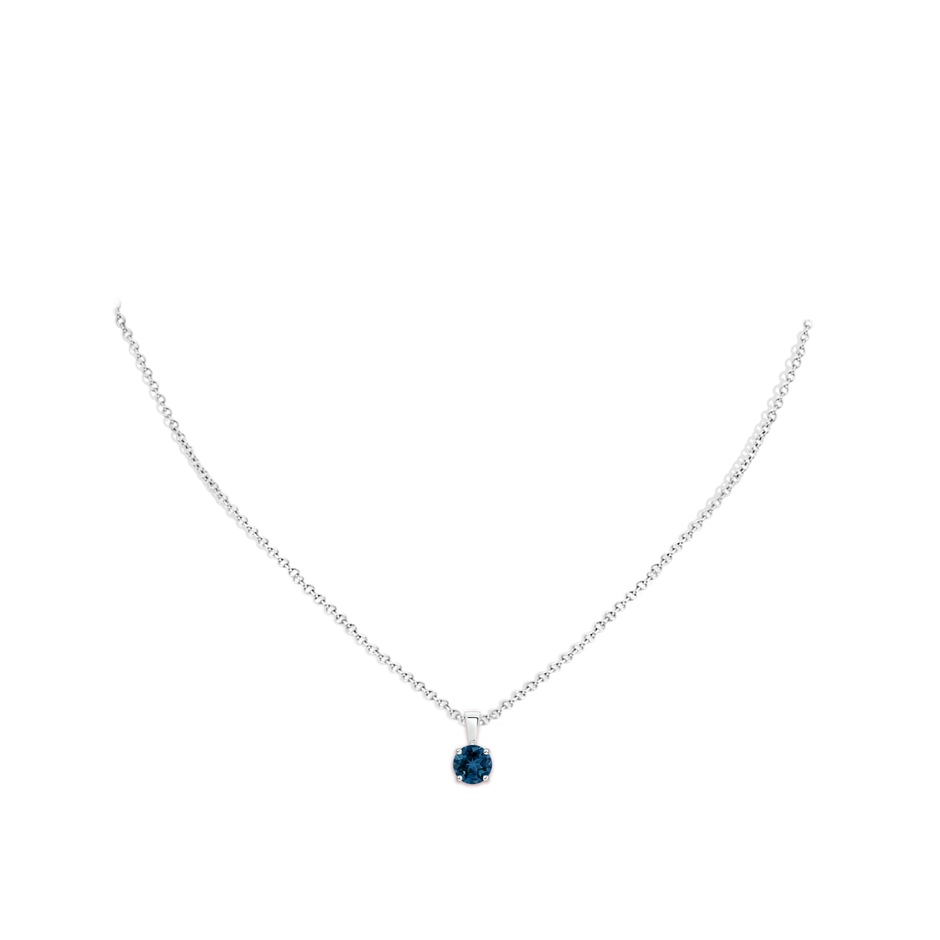 6mm AAA Classic Prong-Set Round London Blue Topaz Solitaire Pendant in White Gold pen