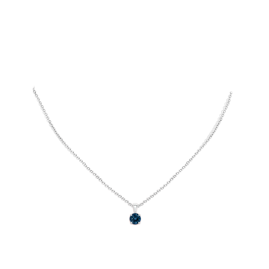 6mm AAAA Classic Prong-Set Round London Blue Topaz Solitaire Pendant in S999 Silver pen