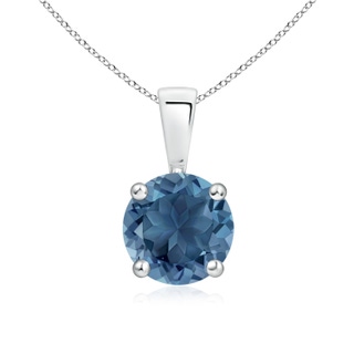 7mm A Classic Prong-Set Round London Blue Topaz Solitaire Pendant in White Gold