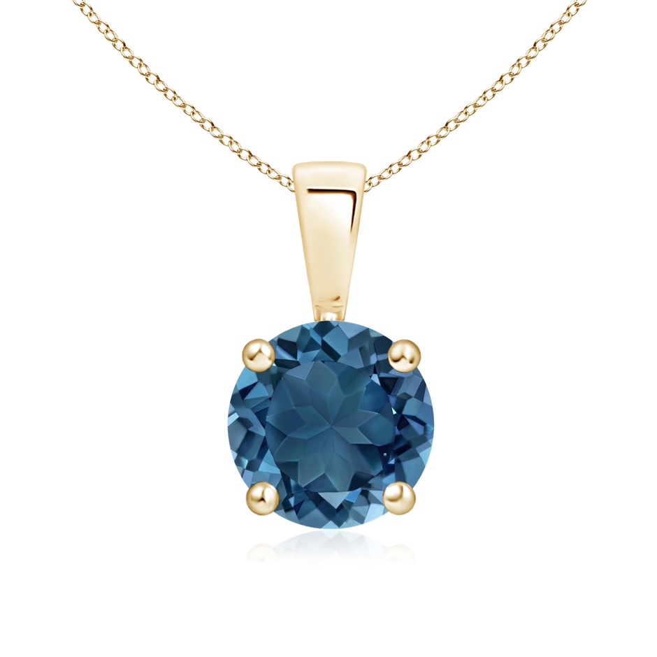 7mm AA Classic Prong-Set Round London Blue Topaz Solitaire Pendant in 10K Yellow Gold 