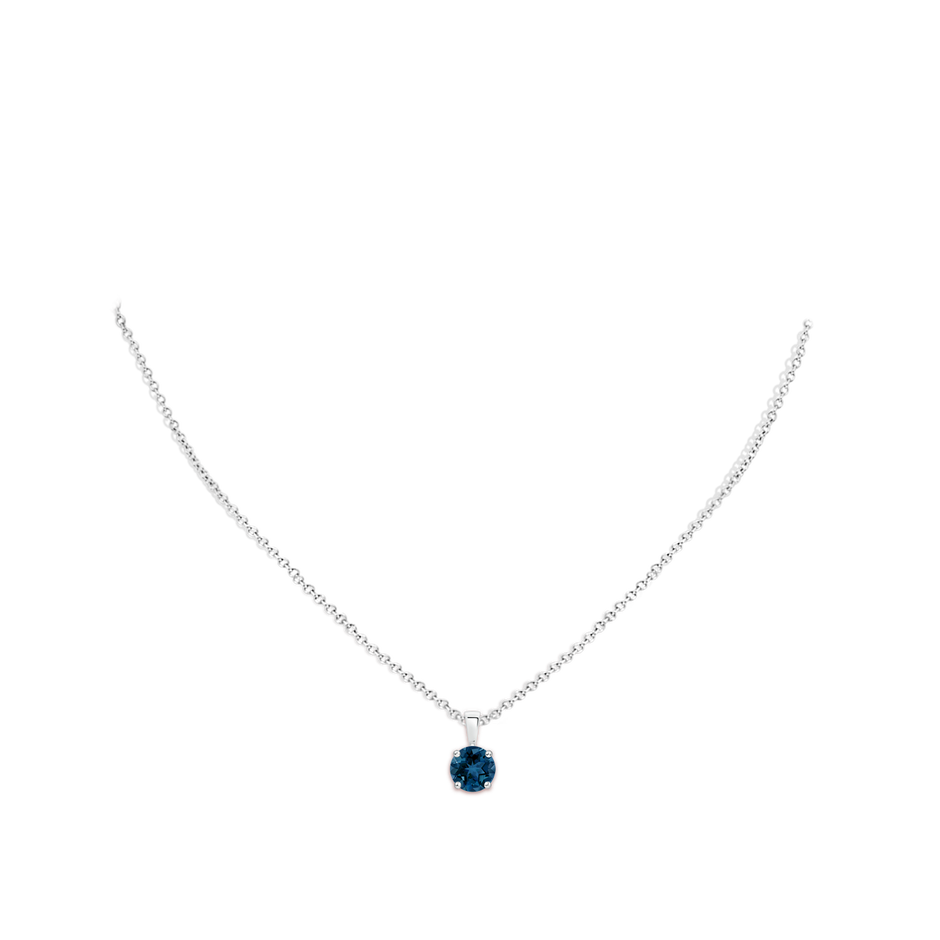7mm AAA Classic Prong-Set Round London Blue Topaz Solitaire Pendant in S999 Silver pen
