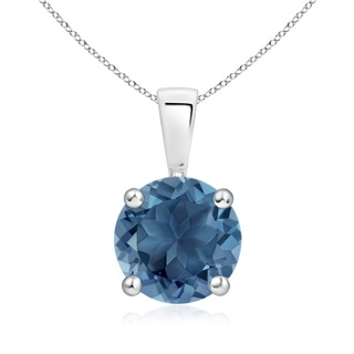 8mm A Classic Prong-Set Round London Blue Topaz Solitaire Pendant in White Gold