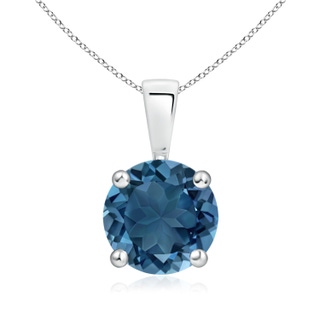 8mm AA Classic Prong-Set Round London Blue Topaz Solitaire Pendant in White Gold