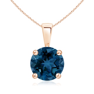 8mm AAA Classic Prong-Set Round London Blue Topaz Solitaire Pendant in Rose Gold