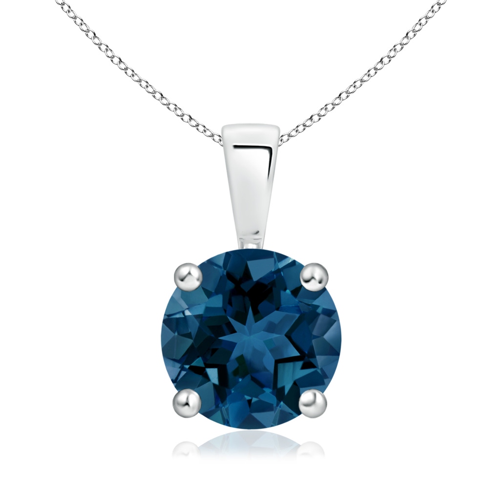 8mm AAA Classic Round London Blue Topaz Solitaire Pendant in White Gold