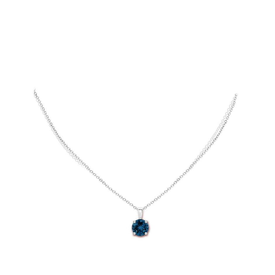 8mm AAA Classic Round London Blue Topaz Solitaire Pendant in White Gold body-neck