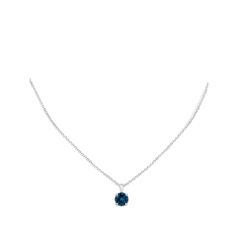8mm AAA Classic Prong-Set Round London Blue Topaz Solitaire Pendant in White Gold pen