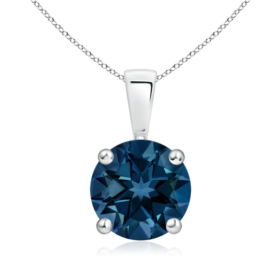 8mm AAAA Classic Prong-Set Round London Blue Topaz Solitaire Pendant in S999 Silver 