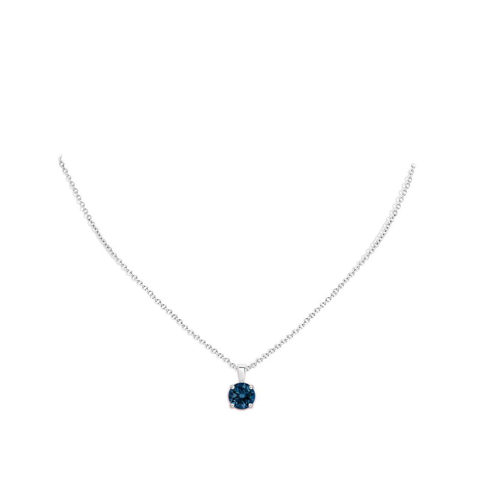 8mm AAAA Classic Prong-Set Round London Blue Topaz Solitaire Pendant in S999 Silver pen