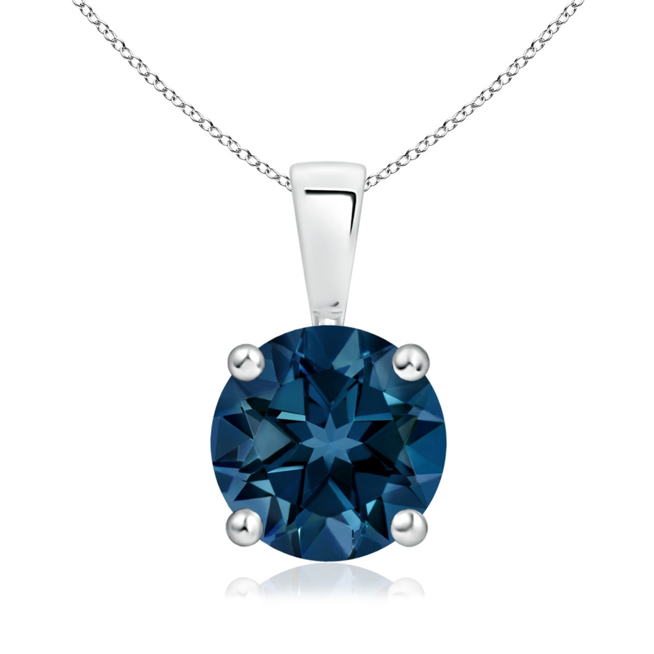 8mm AAAA Classic Round London Blue Topaz Solitaire Pendant in White Gold 