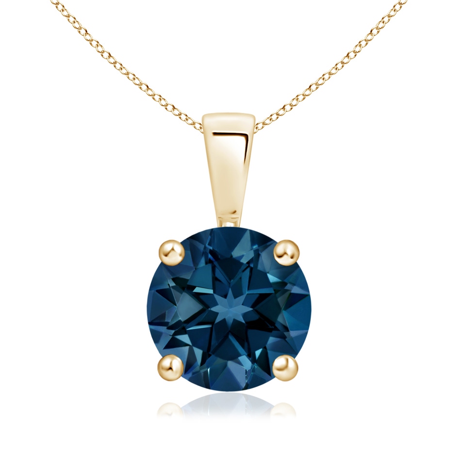 8mm AAAA Classic Round London Blue Topaz Solitaire Pendant in Yellow Gold 