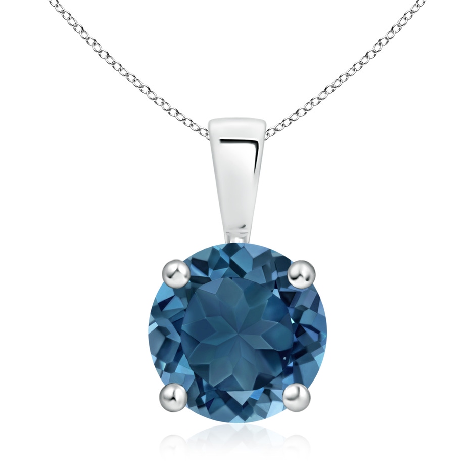 9mm AA Classic Prong-Set Round London Blue Topaz Solitaire Pendant in S999 Silver 