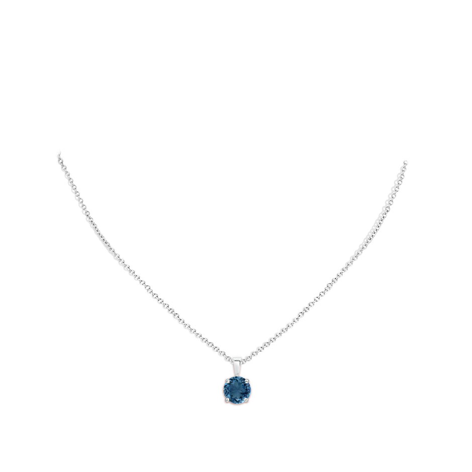 9mm AA Classic Prong-Set Round London Blue Topaz Solitaire Pendant in S999 Silver pen