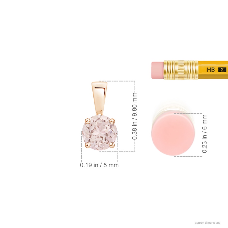 5mm A Classic Prong-Set Round Morganite Solitaire Pendant in 9K Rose Gold ruler