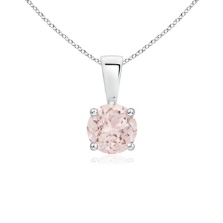 5mm A Classic Prong-Set Round Morganite Solitaire Pendant in White Gold