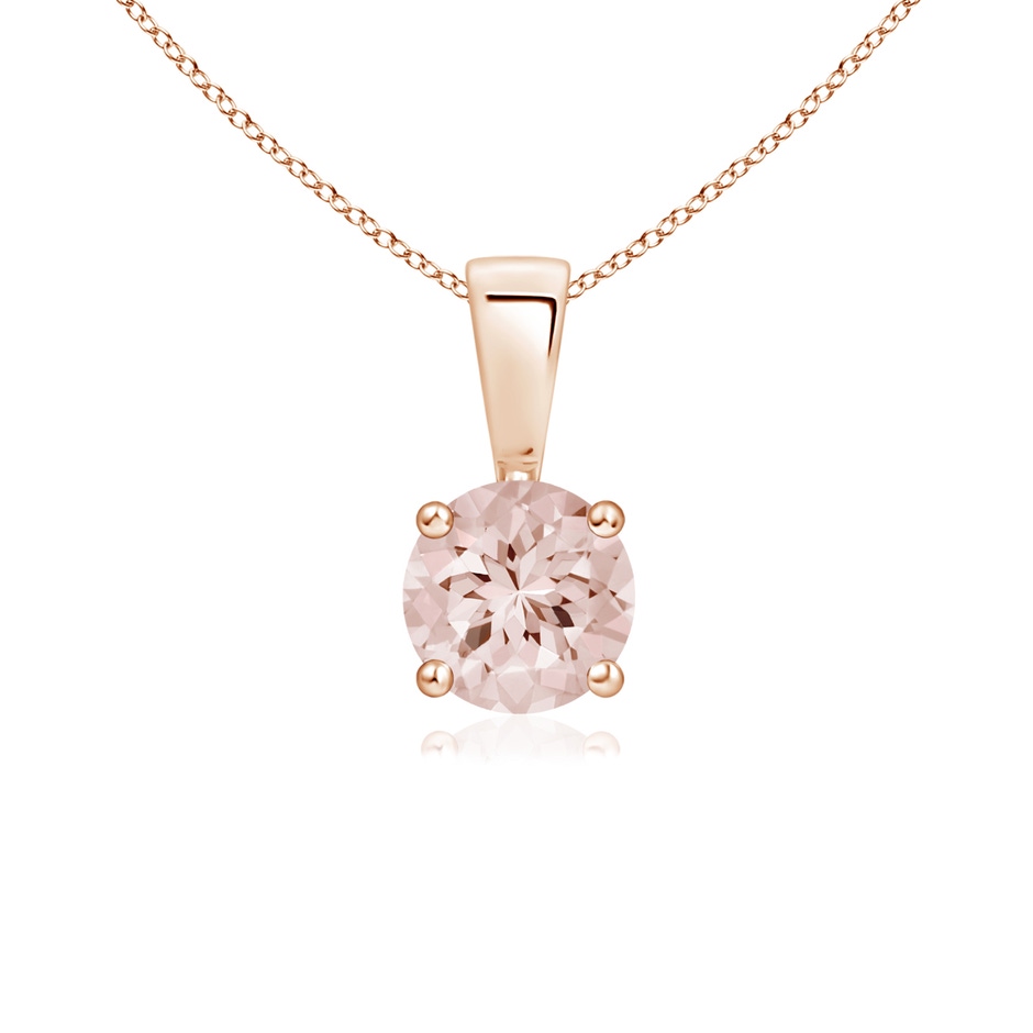 5mm AA Classic Prong-Set Round Morganite Solitaire Pendant in 10K Rose Gold 