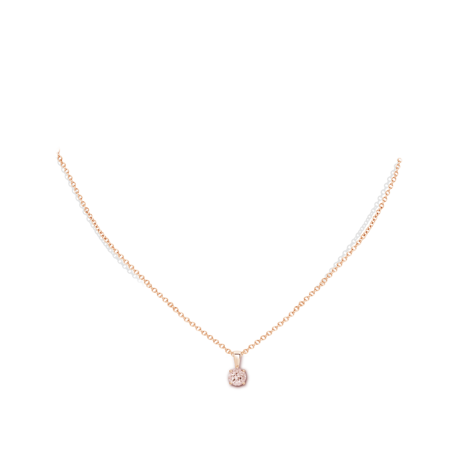 5mm AA Classic Prong-Set Round Morganite Solitaire Pendant in Rose Gold pen