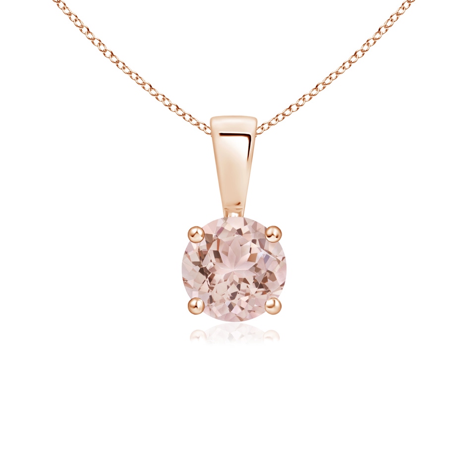 5mm AAA Classic Prong-Set Round Morganite Solitaire Pendant in 9K Rose Gold 