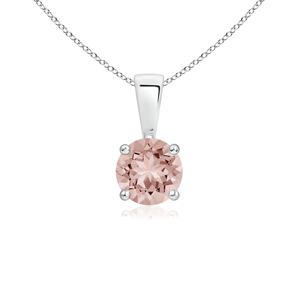 5mm AAAA Classic Round Morganite Solitaire Pendant in 10K White Gold