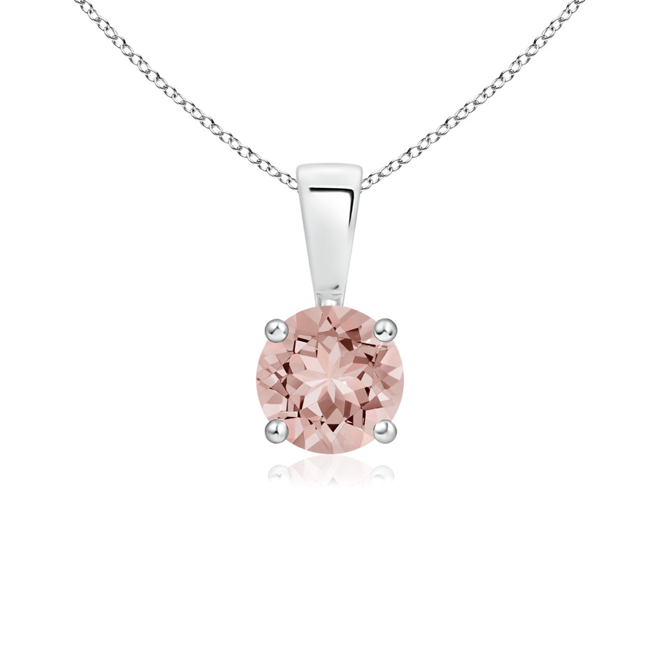 5mm AAAA Classic Round Morganite Solitaire Pendant in 10K White Gold 