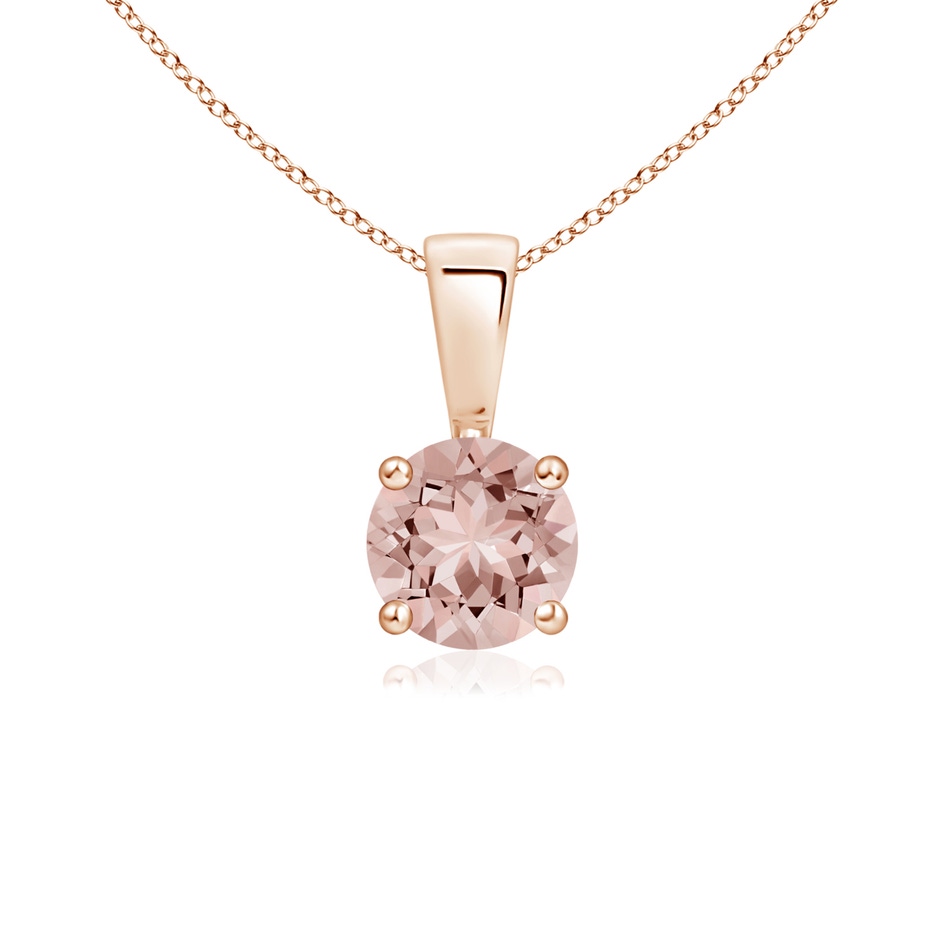 5mm AAAA Classic Prong-Set Round Morganite Solitaire Pendant in 9K Rose Gold 