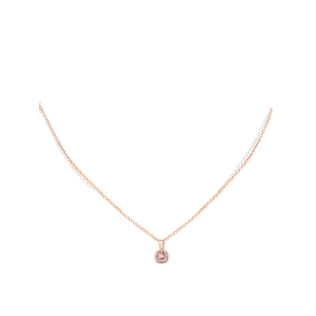 5mm AAAA Classic Round Morganite Solitaire Pendant in Rose Gold Body-Neck