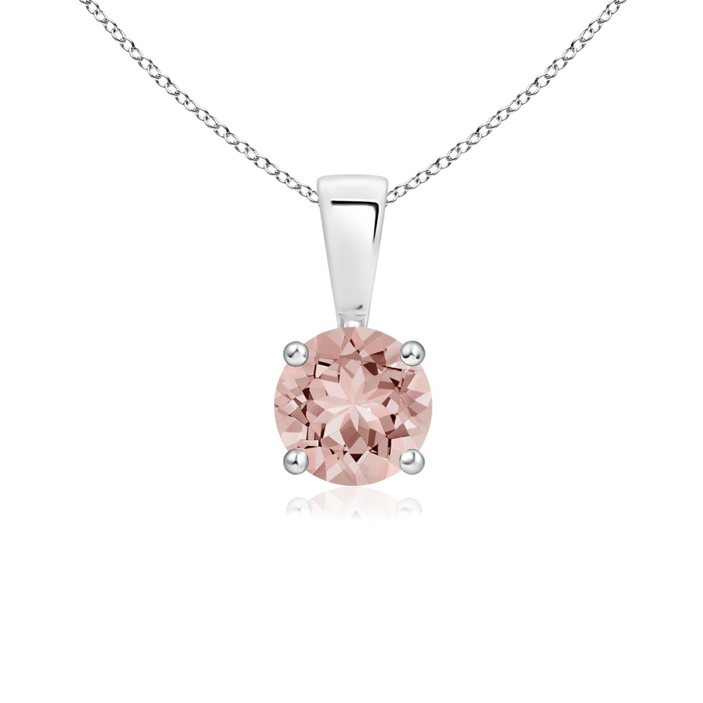 5mm AAAA Classic Round Morganite Solitaire Pendant in White Gold