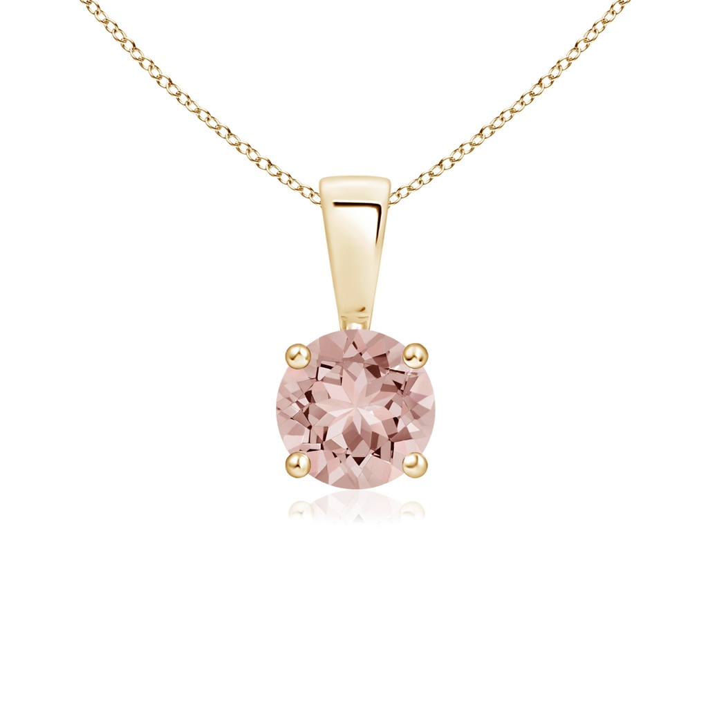 5mm AAAA Classic Round Morganite Solitaire Pendant in Yellow Gold