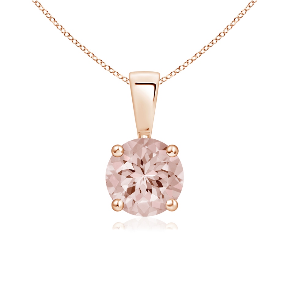 6mm AA Classic Prong-Set Round Morganite Solitaire Pendant in Rose Gold 