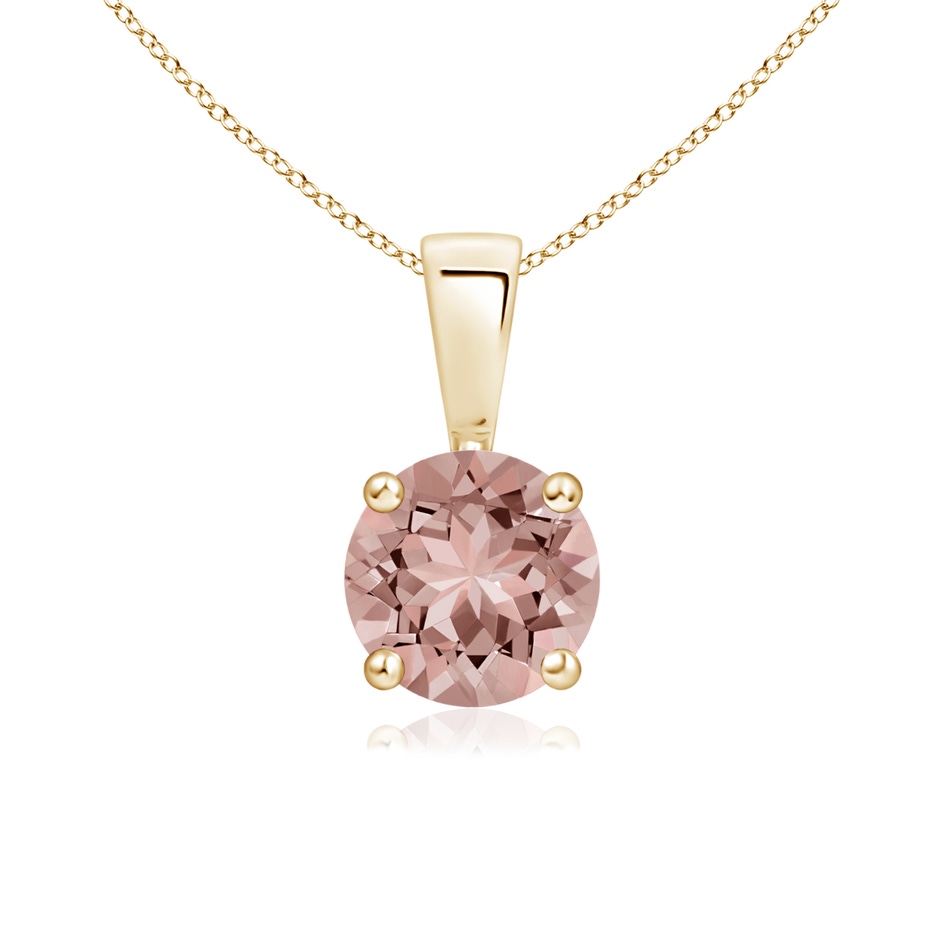 6mm AAAA Classic Prong-Set Round Morganite Solitaire Pendant in Yellow Gold 