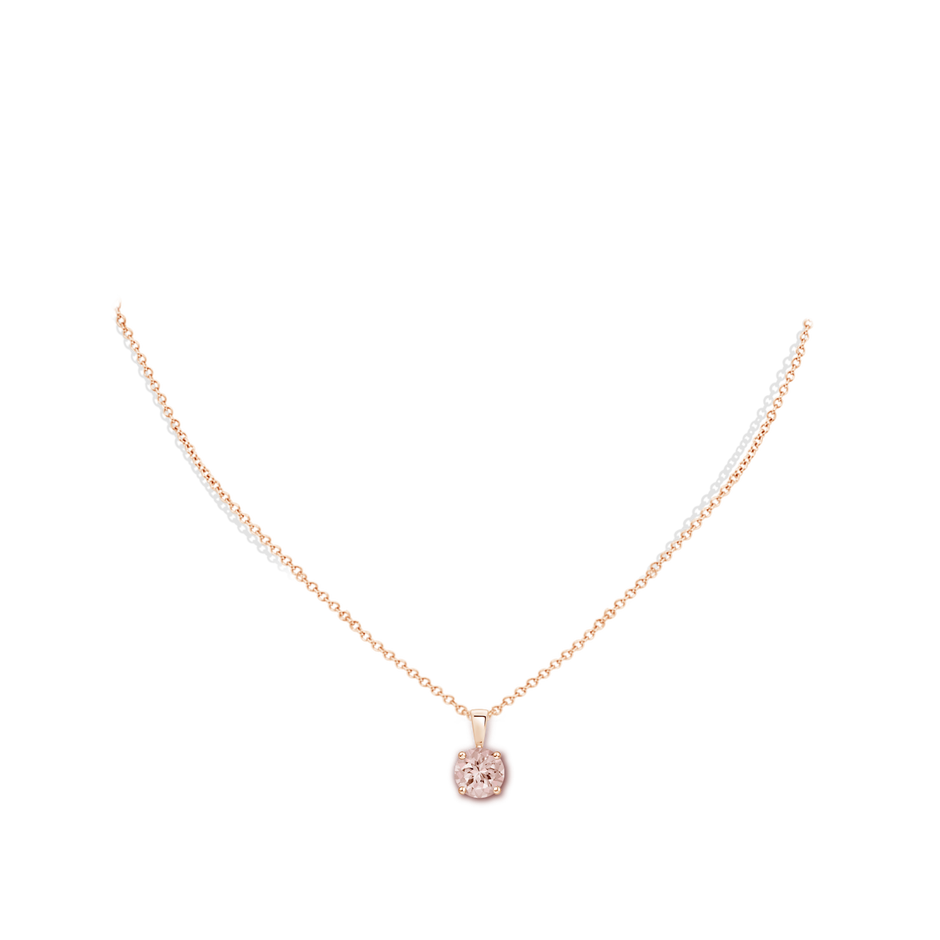 7mm AA Classic Prong-Set Round Morganite Solitaire Pendant in 9K Rose Gold pen