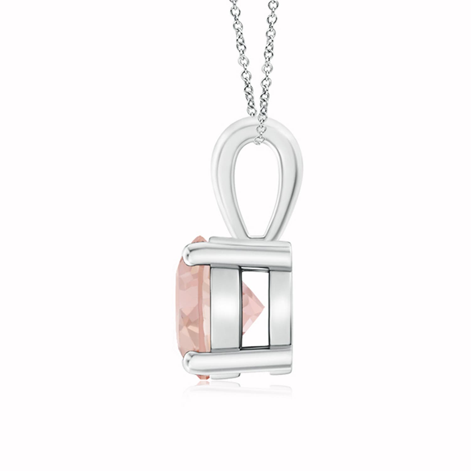 7mm AAAA Classic Prong-Set Round Morganite Solitaire Pendant in P950 Platinum