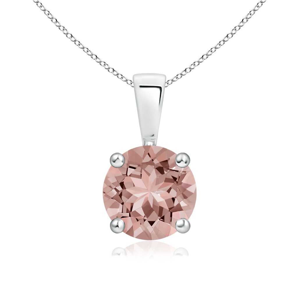 7mm AAAA Classic Round Morganite Solitaire Pendant in White Gold