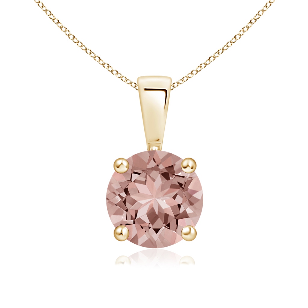 7mm AAAA Classic Round Morganite Solitaire Pendant in Yellow Gold