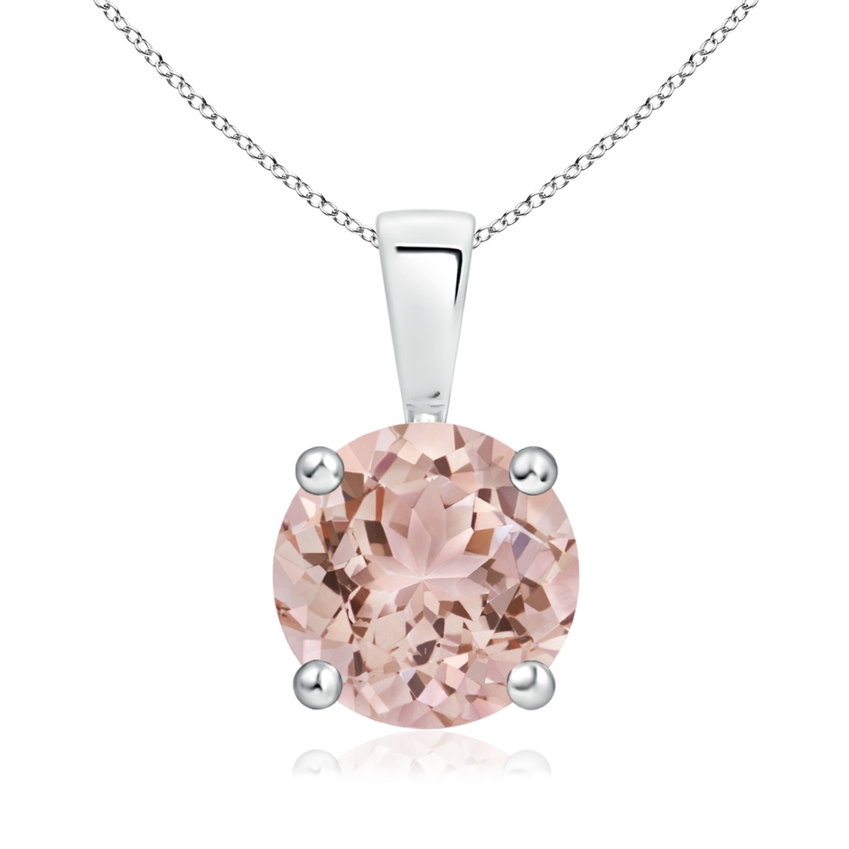 8mm AAA Classic Prong-Set Round Morganite Solitaire Pendant in 18K White Gold 
