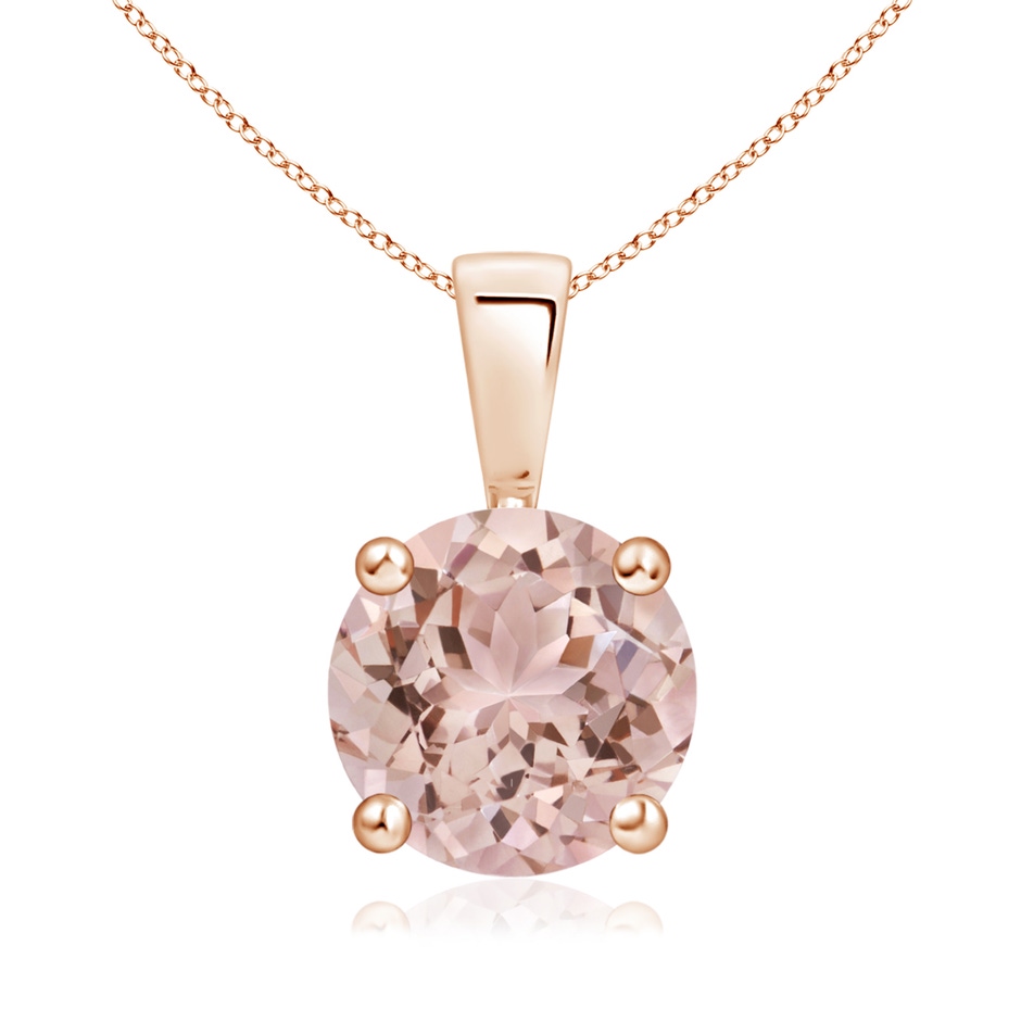 8mm AAA Classic Prong-Set Round Morganite Solitaire Pendant in Rose Gold 
