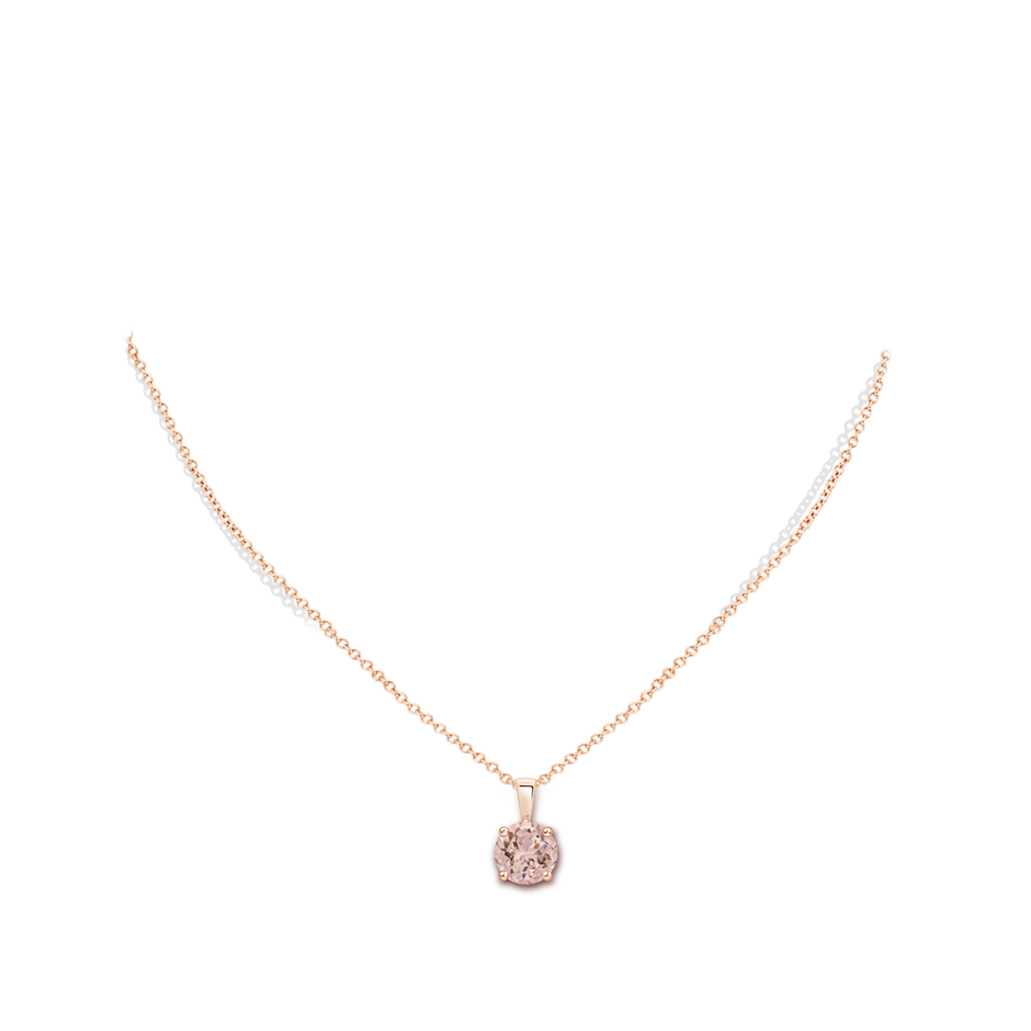 8mm AAA Classic Prong-Set Round Morganite Solitaire Pendant in Rose Gold pen